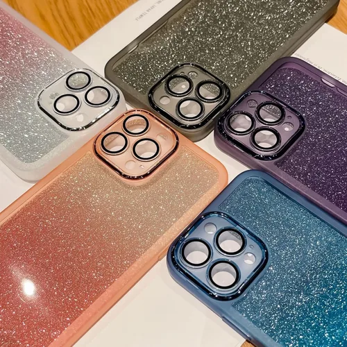 Vista 2 de Funda protectora de lente transparente integrada para Xiaomi Mi Poco X5 X3 Pro X4 GT, cubierta trasera brillante y delgada, carcasa blanda Bling