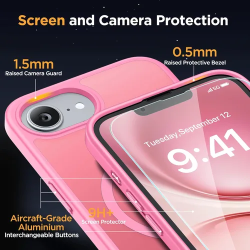 Vista 706 de Miracase - Funda magnética para iPhone 13 de 6.1 pulgadas (compatible con MagSafe) (con 2 protectores de pantalla), protección de grado militar