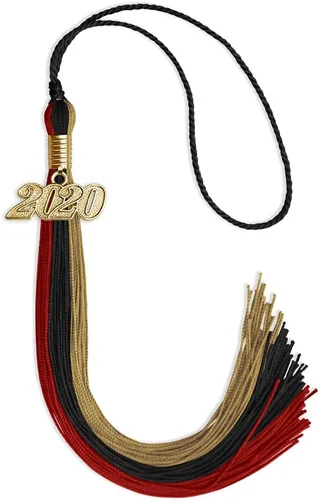 Vista 55 de Endea - Borla de graduación de triple color con gota de fecha dorada (negro/dorado/granate, 2020)