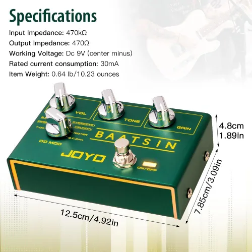 Vista 5 de JOYO Pedal analógico puro de sobremarcha y distorsión multiefecto R Series 8 sonidos clásicos OD/DS para guitarra eléctrica (Baatsin R-11)