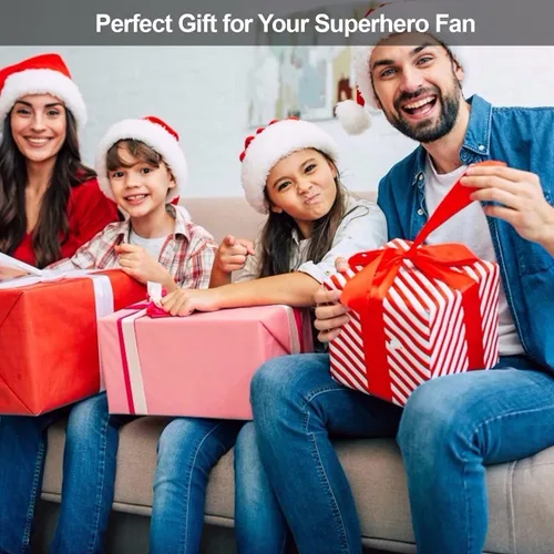 Vista 7 de CANSHOW Capas de superhéroe para niños, disfraces de disfraces, máscara de fieltro con pulsera, Halloween y cosplay