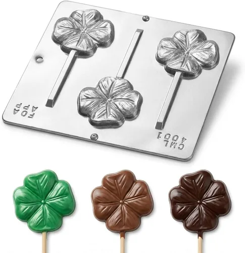 Vista 3 de Candy Molds N More Cuatro hojas trébol/trébol piruleta chocolate caramelo molde Día de San Patricio 4001