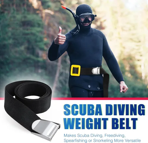 Vista 2 de Cinturón de peso para buceo, resistente de 60 pulgadas de largo y 2 pulgadas de ancho, correa de nailon ajustable con hebilla de metal de liberación