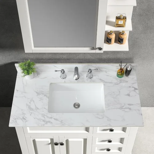 Vista 35 de Protector lateral para lavabo de baño de 21.3" x 4", tamaño universal para encimera de lavabo de baño, protector lateral de piedra sinterizada