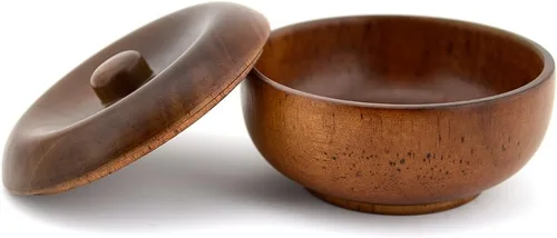 Grandslam Tazón de madera para afeitar con tapa, jabonera para hombre, fácil de enjabonar, se adapta al afeitado húmedo (madera de roble)