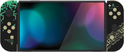 Vista 8 de eXtremeRate Juego completo de carcasa de bricolaje para Nintendo Switch OLED, placa trasera de consola y soporte, carcasa para controlador de mano