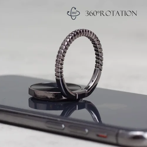 Vista 4 de [2 paquetes] Soporte de anillo para teléfono celular con texturas de CD destacado, soporte de anillo de dedo de rotación de 360 grados con agarre