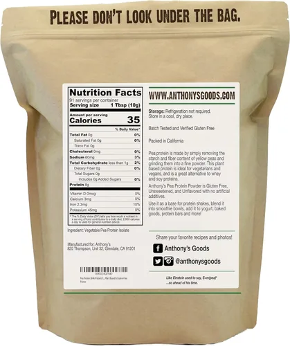 Vista 3 de Anthony's Proteína de guisante premium de 2 libras y copos de levadura nutricionales 1 libra