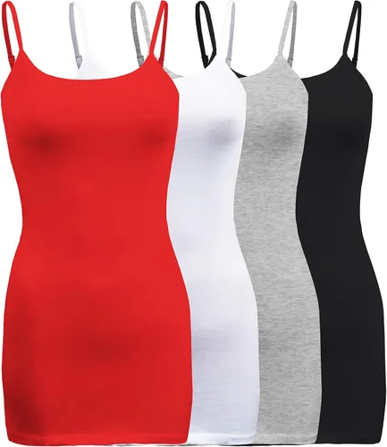 Vista 25 de ShezPretty - Camiseta sin mangas básica para mujer con tirantes tipo espagueti ajustables, 4