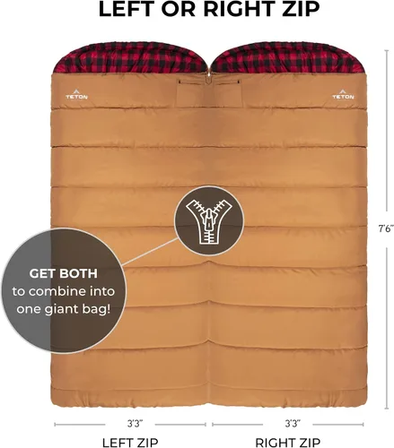 Vista 3 de TETON Sports Deer Hunter Sleeping Bag, Warm and Comfortable Camping Sleeping Bag, Teton Tough Canvas Shell for Camping, Hunting, and Cold Weather