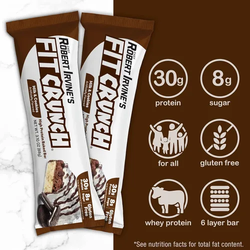 Vista 7 de FITCRUNCH Barras de proteínas de tamaño completo, barra horneada de 6 capas, 6 g de azúcar, sin gluten y centro suave de pastel