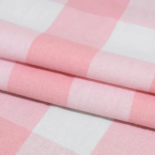 Vista 6 de Juego de 3 cortinas de cocina estilo campirano clásico con ventana de algodón y cenefa con ojales - Set de cenefa y volado a cuadros Buffalo en rosa