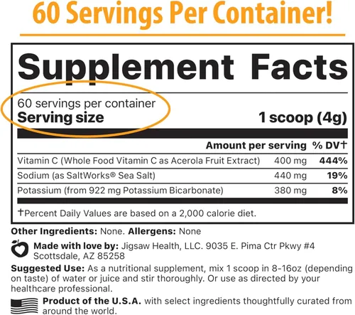 Vista 2 de Jigsaw Health Cóctel suprarrenal con vitamina C de alimentos integrales, 60 porciones