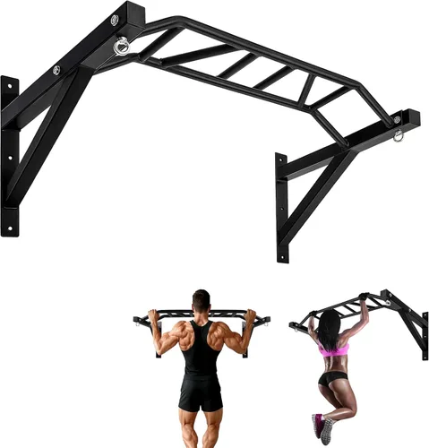 Barra de dominadas multifuncional para montaje en pared, equipo de fitness, barbilla para entrenamiento de gimnasio en casa, soporta hasta 440 libras