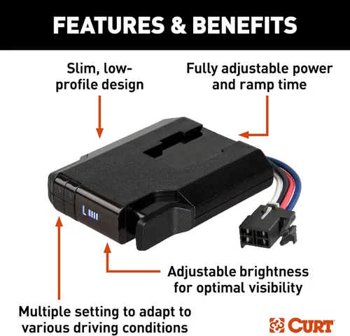 Vista 3 de CURT 51116 Venturer Next - Controlador de freno eléctrico para remolque, retardo de tiempo, totalmente ajustable, perfil bajo, 1-3 ejes