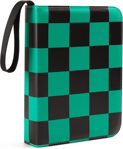 VEELAM Carpetas de 4 bolsillos para 400 tarjetas, color verde y negro