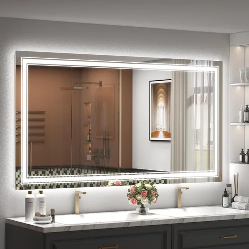 Vista 25 de Espejo de baño LED de 20x28 pulgadas, espejo de tocador con luces, espejo retroiluminado y con luz frontal para la pared, regulable, antivaho, a