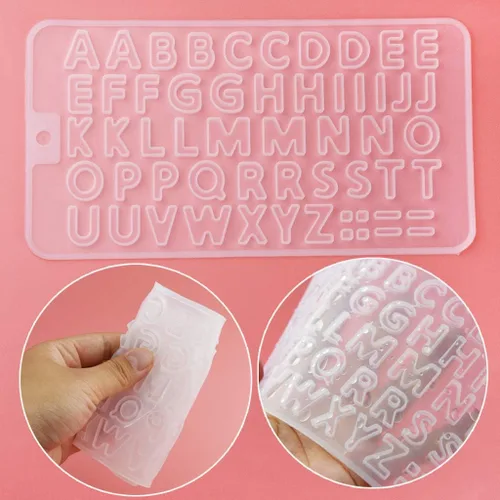 Vista 4 de Bskifnn 402 piezas de molde pequeño de silicona para cartas, molde de resina de silicona con 400 pines de ojo de tornillo para hacer llavero