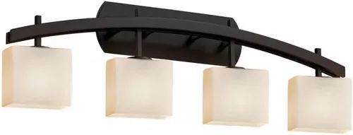 Vista 6 de Justice Design Group Lighting FSN-8594-55-OPAL-CROM Justice Design Group - Fusion - Barra de baño de 4 luces Archway - Rectángulo - Acabado cromado