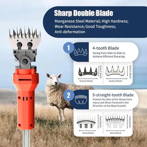 Vista 2 de Eapmic Electric Sheep Clipper 1200W Heavy Duty Livestock Grooming Clipper Kit 6 Speeds Adjustable Professional Trimmer for Sheep, Goats, Alpaca