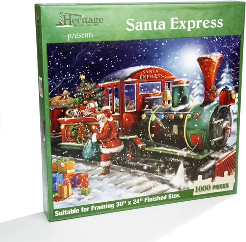 Heritage Puzzle Presents: Santa Express - 1000 piezas - 30" x 24" Tamaño acabado