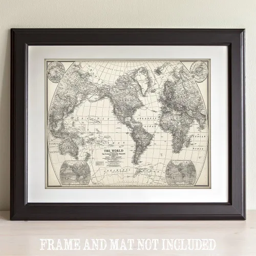 Vista 2 de Mapa del mundo de 1922 - Impresión artística sin marco de 11 x 14 - Gran decoración para el hogar por menos de $15