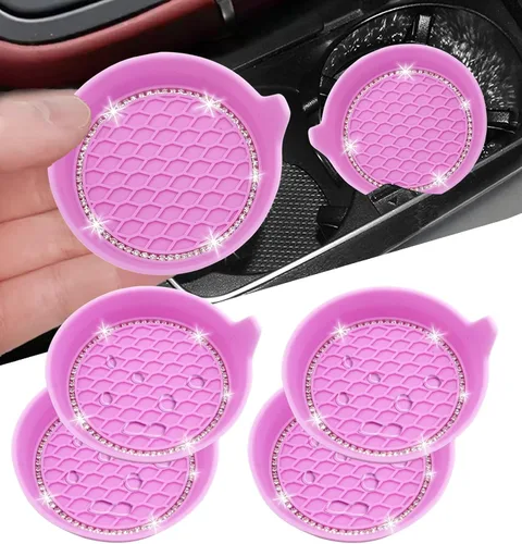 Vista 20 de NBTEPEM 2 posavasos de auto con diamantes de imitación, 2.75 pulgadas, antideslizantes, a prueba de golpes, universal, a la moda, para auto