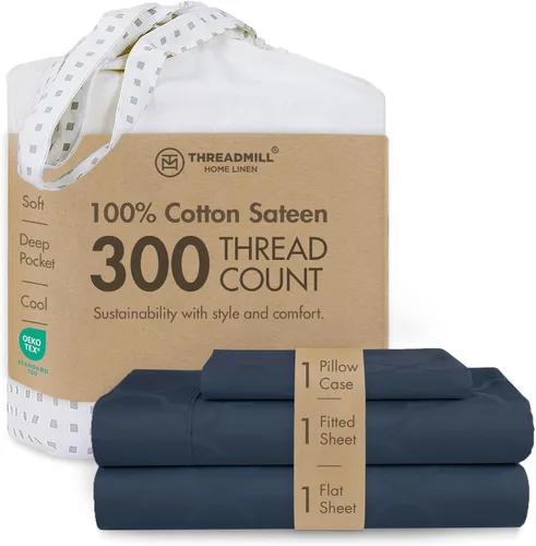 Vista 43 de Threadmill Juego de sábanas de algodón Twin Sábanas 100% algodón para cama tamaño Twin Juego de sábanas de satén jacquard damasco con bolsillo