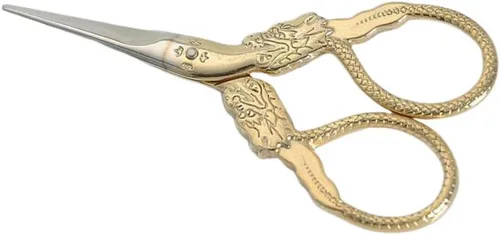 Vintage European Style Scissors Stainless Steel Dragon Pattern for Stitch Cutting Embroidery Sewing Handcraft Work DIY Tool 4.02 inch- Golden