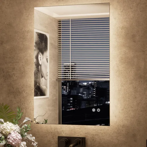 Vista 35 de TETOTE - Espejo retroiluminado de 84 x 32 pulgadas con luces LED para baño, antiempañante, espejo iluminado regulable (horizontal/vertical), espejo