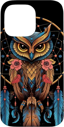 Vista 21 de Funda para iPhone 16 Owl Dreamcatcher Indio Nativo Americano Plumas Tribal Arts