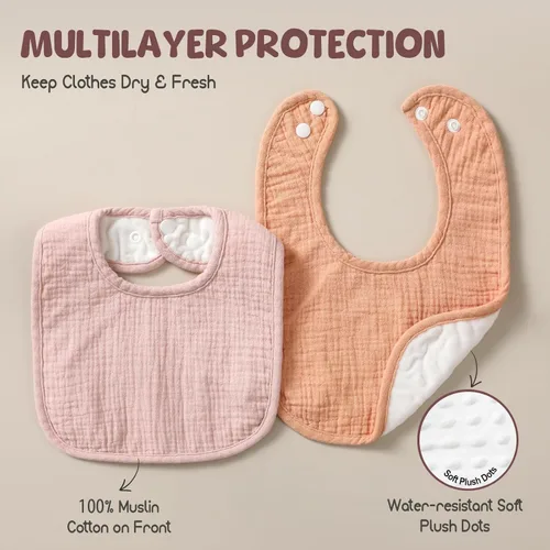 Vista 2 de POIKSHARK Paquete de 6 baberos de muselina unisex para niños y niñas, baberos de algodón, baberos de babeo y dentición para bebés