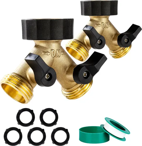 Vista 10 de Dalmbox Divisor de manguera de jardín de 4 vías, divisor de manguera de agua, divisor de manguera de jardín de latón resistente de 3/4 pulgadas