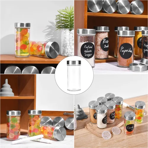 Vista 6 de 30 Round Spice Jars, 4 oz Seasoning Containers with Airtight Stainless Steel Caps and Shaker lids,Round Seasoning Containers and Spices Container