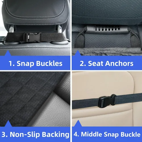 Vista 7 de PETICON Paquete de 2 fundas de asiento delantero, funda de asiento de automóvil para perro de protección completa con solapas laterales