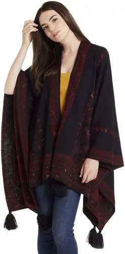 Vista 5 de Invisible World Womens Ruana Reversible Baby Alpaca Wool Poncho Kilim