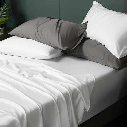 Vista 9 de HYPREST Sábanas refrescantes tamaño Queen – Rayón derivado de bambú, seda suave y transpirable, juego de sábanas de lujo que no sudan, sábanas Beige