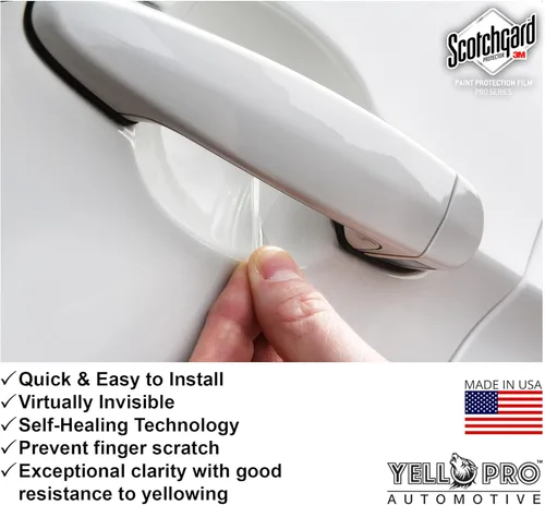 Vista 5 de YelloPro - Copa para manija de puerta de ajuste personalizado 3M Scotchgard antiarañazos, protector de pintura, cubierta de película de protección