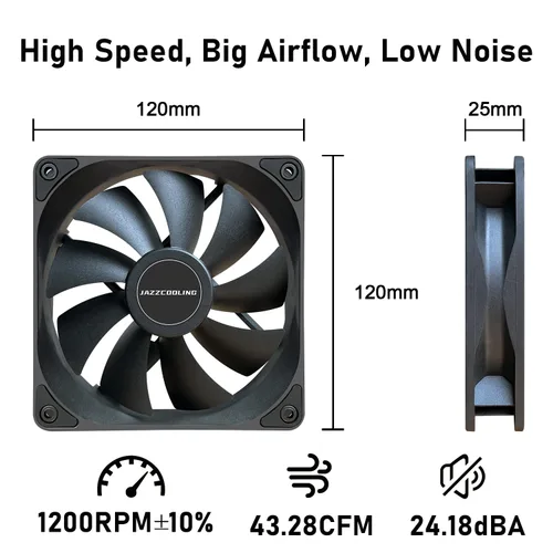 Vista 2 de Ventilador de carcasa de 4.724 in, paquete de 3 ventiladores de PC, ventiladores de carcasa de PC de alto rendimiento DM-120, ventilador de 4.724 in