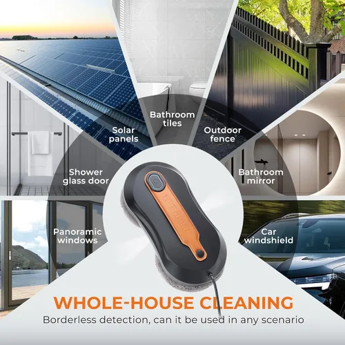 Vista 8 de FRUITEAM Robot de limpieza de ventanas con rociador de agua doble, aplicación y control remoto, limpiador automático de ventanas con cinturón