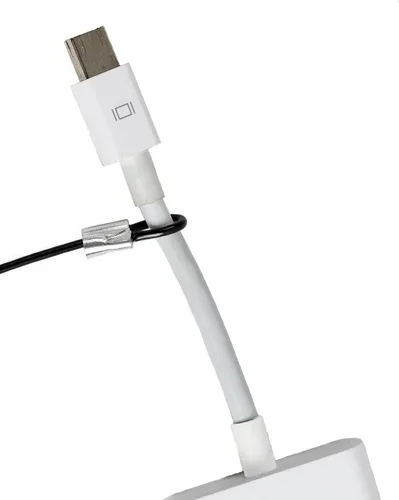 Vista 3 de Bloqueo de cable resistente: un kit de anclaje de cable inoxidable premontado resistente a manipulaciones para computadoras, adaptadores y dongles
