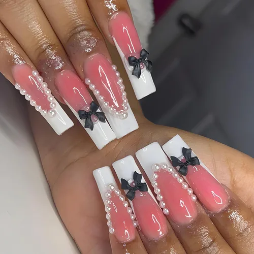 Vista 16 de IMSOHOT - Uñas postizas de Halloween largas de acrílico con punta de almendra, uñas postizas color nude, uñas adhesivas de cobertura completa, uñas