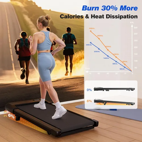 Vista 3 de SupeRun Walking Pad with Incline, Under Desk Treadmill, 3 in 1 Portable Treadmills for Home with Remote Control LED Display, 2.5 HP Quiet Mini