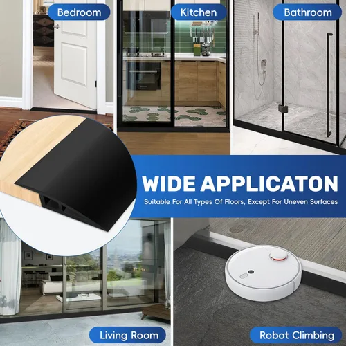 Vista 5 de Tira de transición para piso, umbral de puerta de 72 pulgadas, umbral de 2/5 a 3/5 pulgadas para puertas, tiras de transición reductoras de bordes