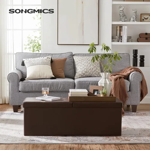 Vista 2 de SONGMICS MAZIE Collection - 43 Inches Storage Ottoman Bench with Flipping Lid, Storage Chest with Iron Frame Support, Load 660 lb, for Living Room