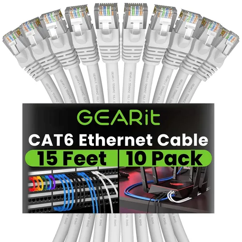 Vista 39 de GEARit Paquete de 50 cables Ethernet Cat6 de 0.5 pies Cable de conexión de red RJ45, conectores chapados en oro sin enganches de 10 Gbps, cable