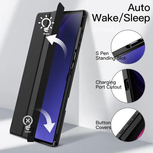 Vista 5 de JETech Funda para Samsung Galaxy Tab S10 Ultra/Tab S9 Ultra de 14.6 pulgadas con soporte para S Pen y parte trasera de policarbonato transparente