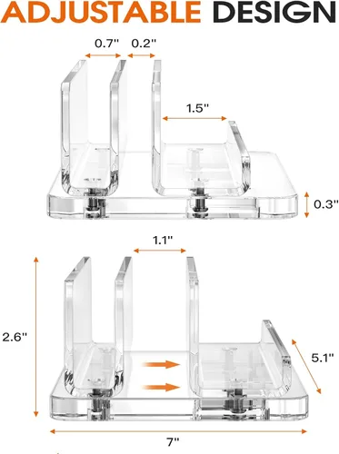 Vista 5 de Soporte vertical acrílico para laptop, diseño 3 en 1 con ancho de ranura ajustable, adecuado para ahorrar espacio de escritorio, compatible