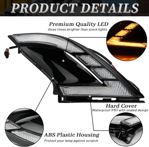 Vista 4 de Luz antiniebla LED para parachoques delantero compatible con Honda Accord 2023, luces de circulación diurna, lámpara de repuesto ámbar de señal