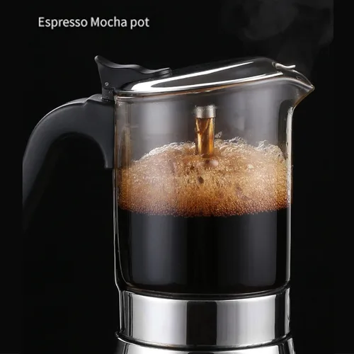 Vista 8 de Cafetera para estufa, cafetera italiana clásica, olla moka de acero inoxidable para 4 tazas, cafetera italiana y cubana, cafetera Greca